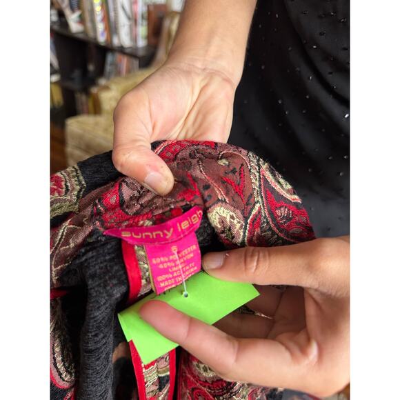 Vintage Paisley Tapestry Jacket w Waist Tie Size 6/Medium by Sunni Leigh - Picture 13 of 13